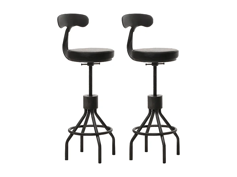 Juego de 2 taburetes de bar MCW-N22,  negro