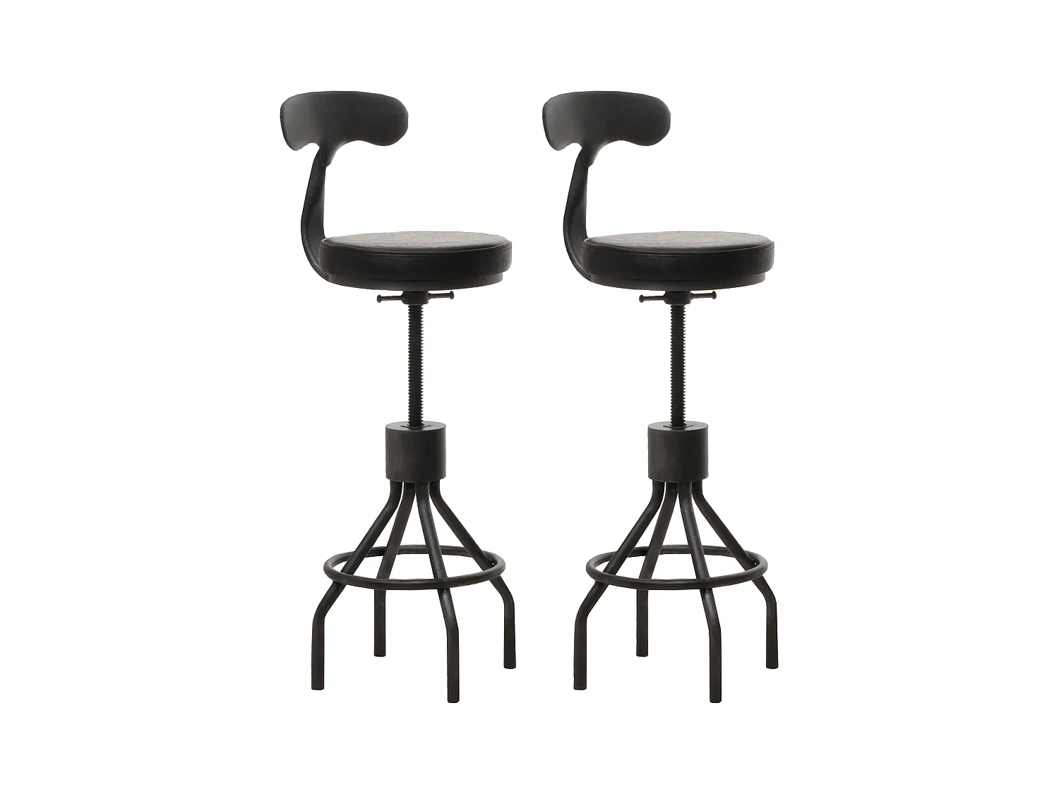 Lot de 2 tabourets de bar MCW-N22,  noir