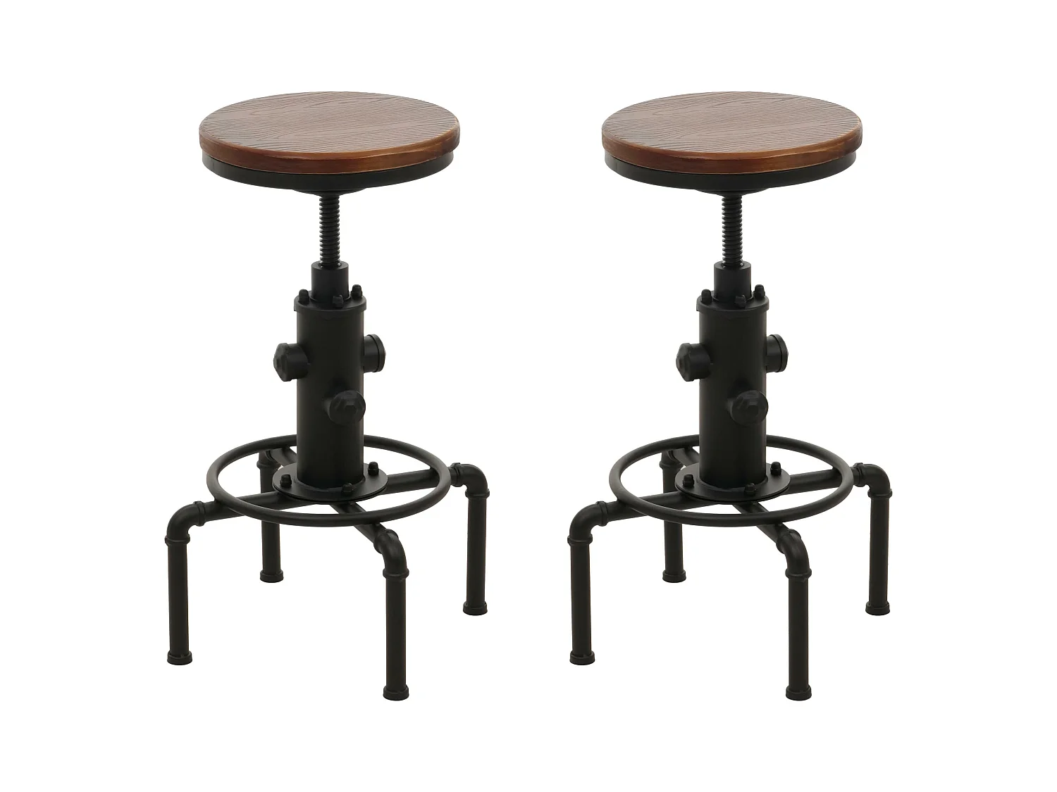 Tabouret de bar MCW-N23 (lot de 2),  marron