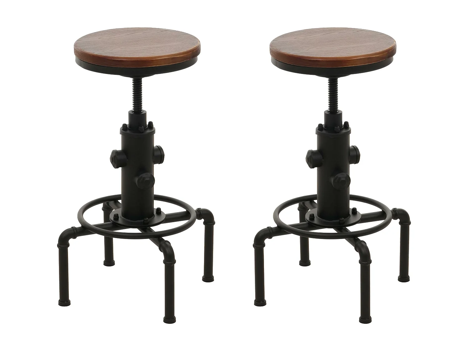 Tabouret de bar MCW-N23 (lot de 2),  marron