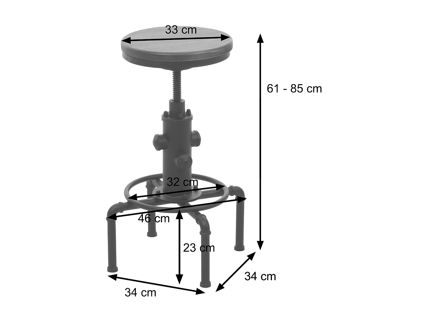 Tabouret de bar MCW-N23 (lot de 2),  marron