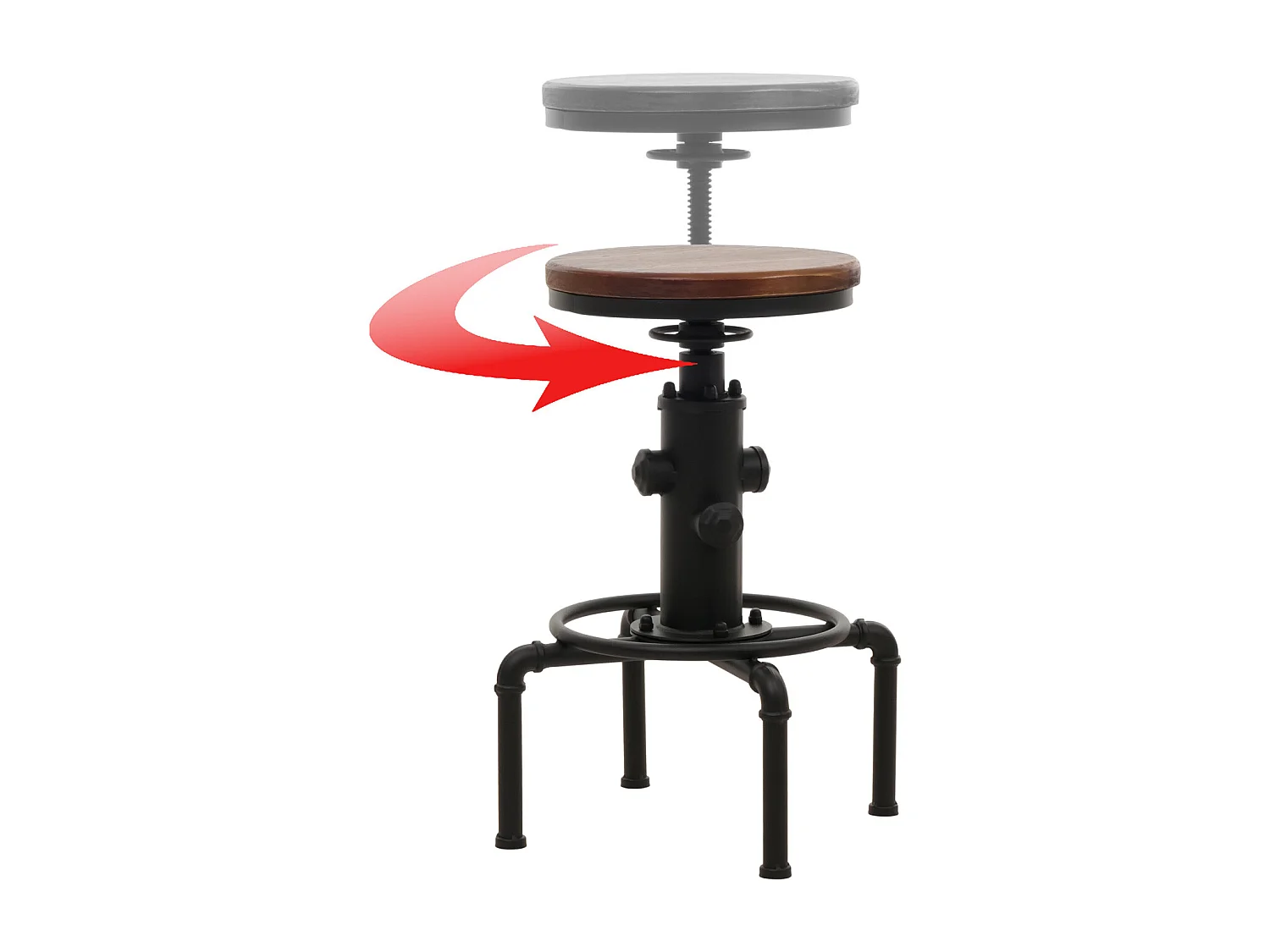 Tabouret de bar MCW-N23 (lot de 2),  marron