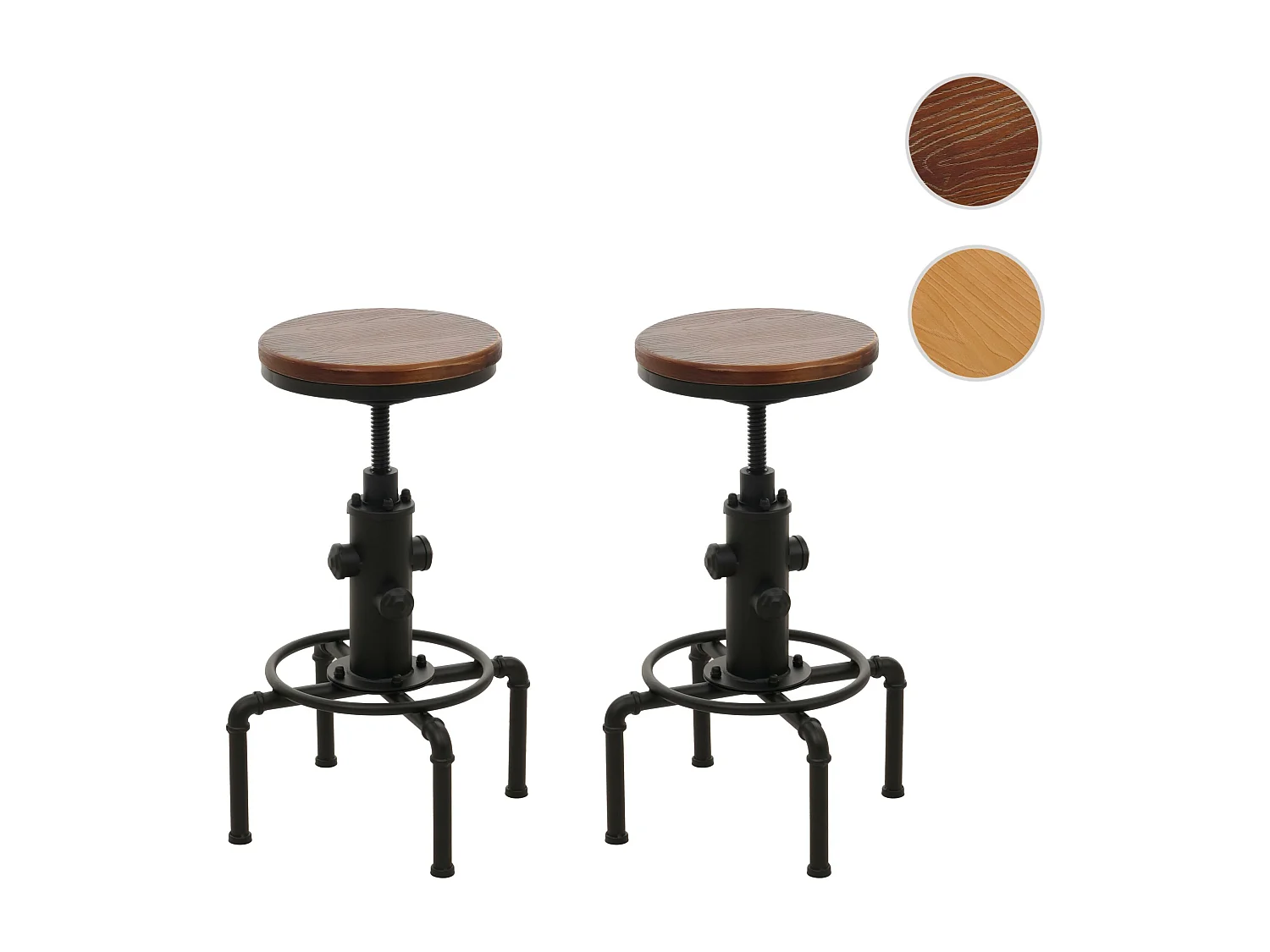Tabouret de bar MCW-N23 (lot de 2),  marron