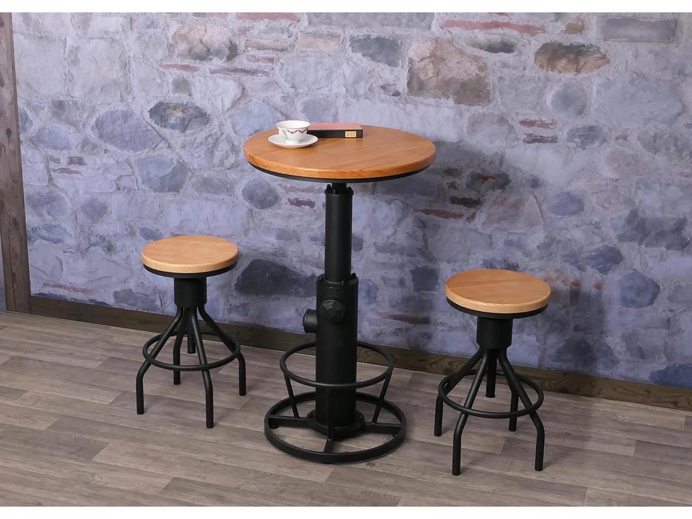Tabouret de bar MCW-N17 (lot de 2),  naturel