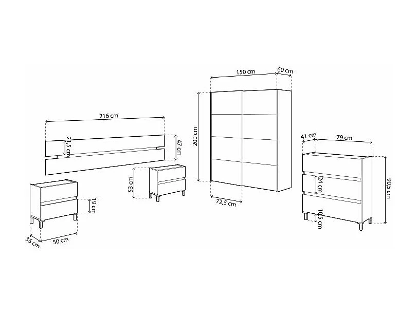 Dormitorio Ezra 3C Plus Blanco Artik (Blanco Mate) - Roble Nodi