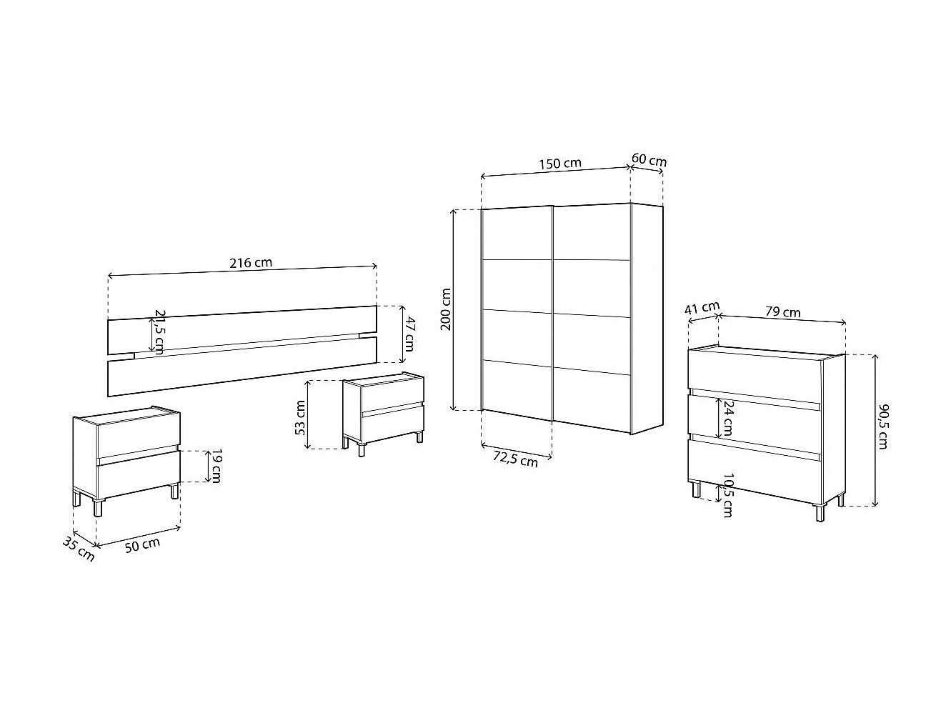 Dormitorio Ezra 3C Plus Blanco Artik (Blanco Mate) - Roble Nodi