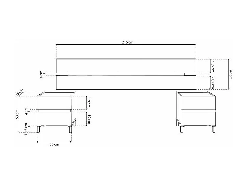 Cabecero con mesitas Ezra Blanco Artik (Blanco Mate) - Roble Nodi