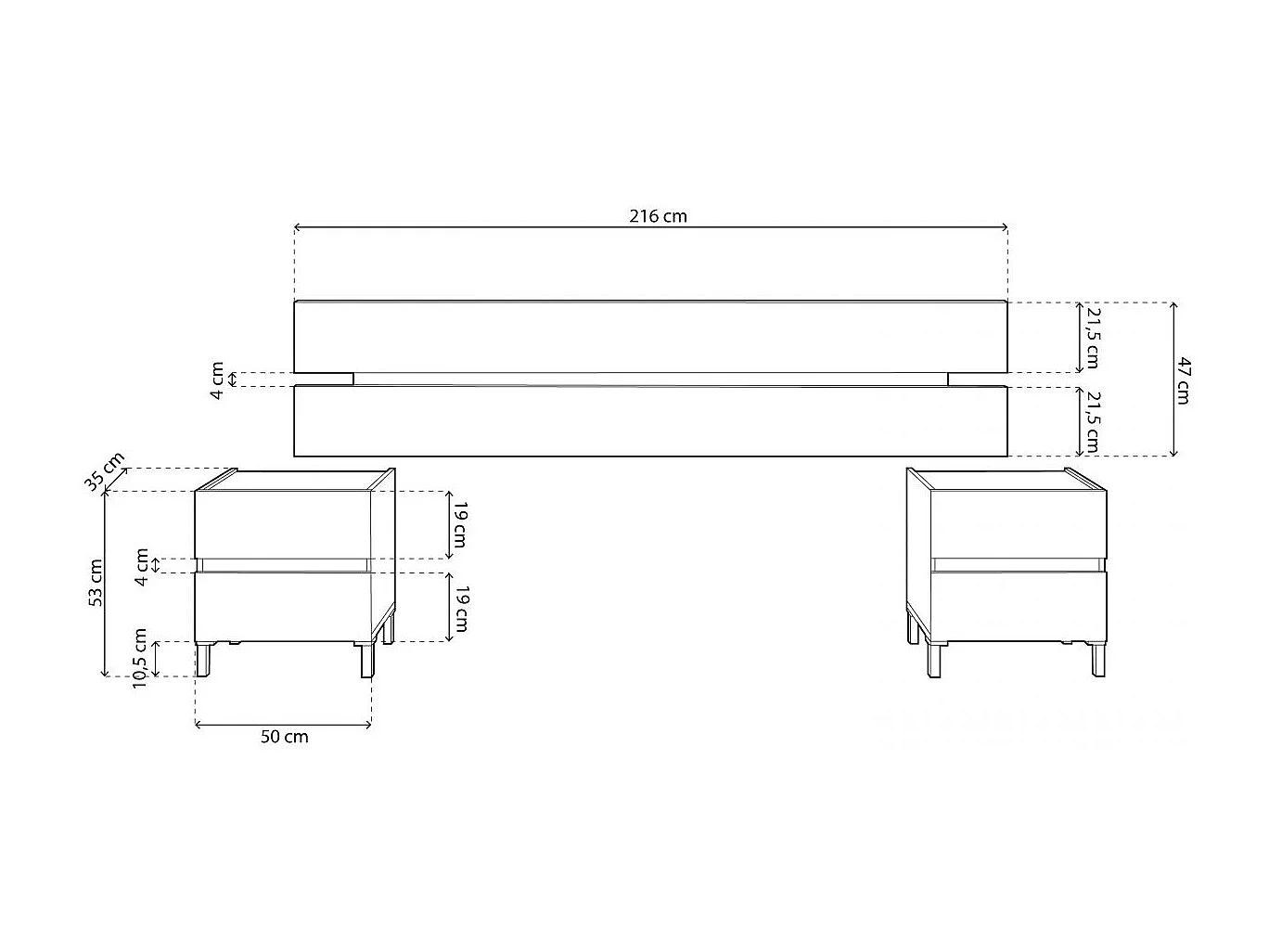 Cabecero con mesitas Ezra Blanco Artik (Blanco Mate) - Roble Nodi