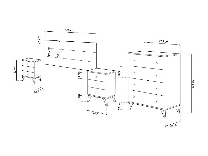 Dormitorio Iconic 4C Blanco Velho - Negro