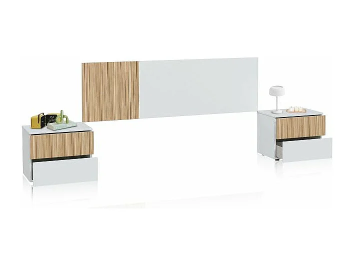 Cabecero con mesitas Nitza Blanco Artik (Blanco Mate) - Natur