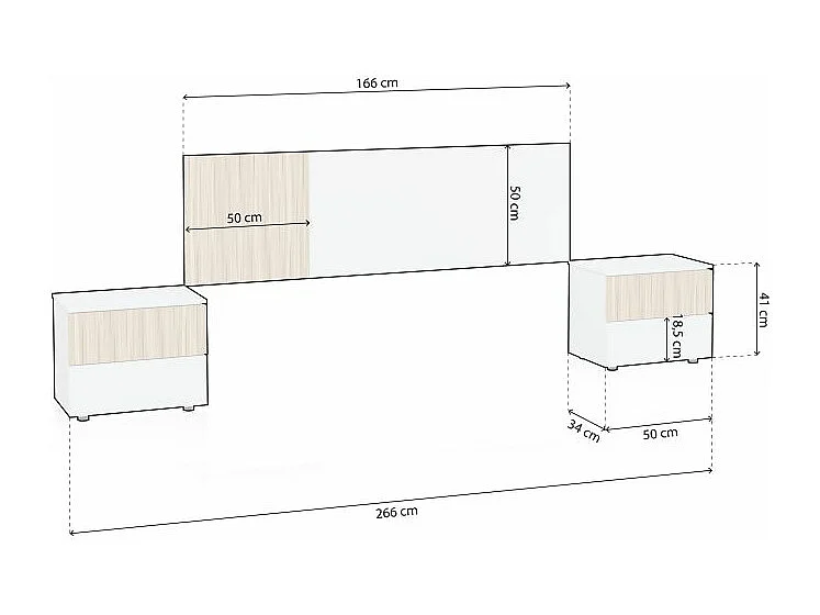 Cabecero con mesitas Nitza Blanco Artik (Blanco Mate) - Natur
