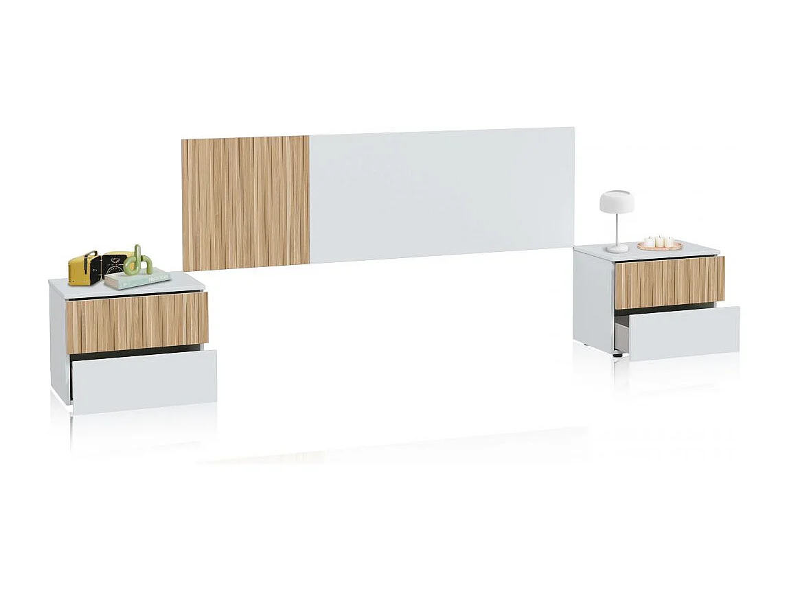 Cabecero con mesitas Nitza Blanco Artik (Blanco Mate) - Natur