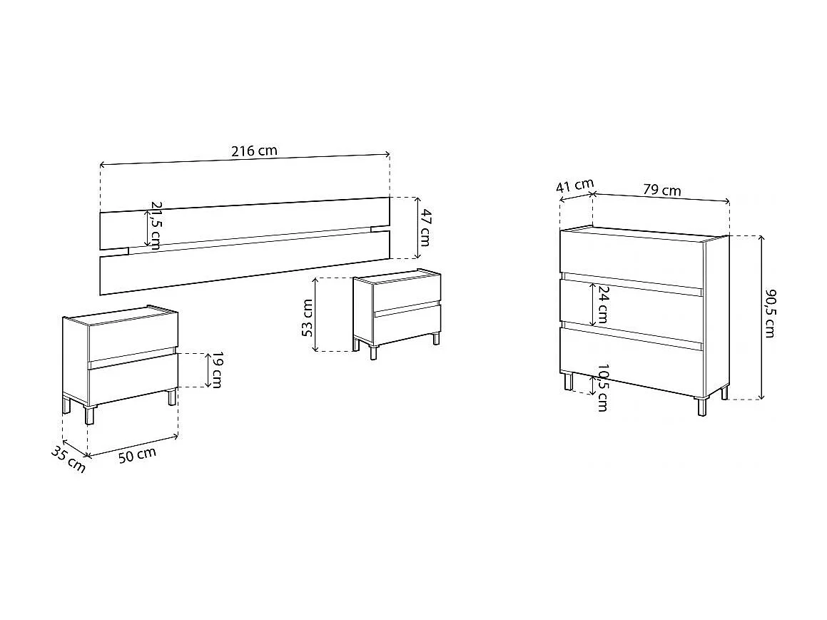 Dormitorio Ezra 3C Blanco Artik (Blanco Mate) - Roble Nodi