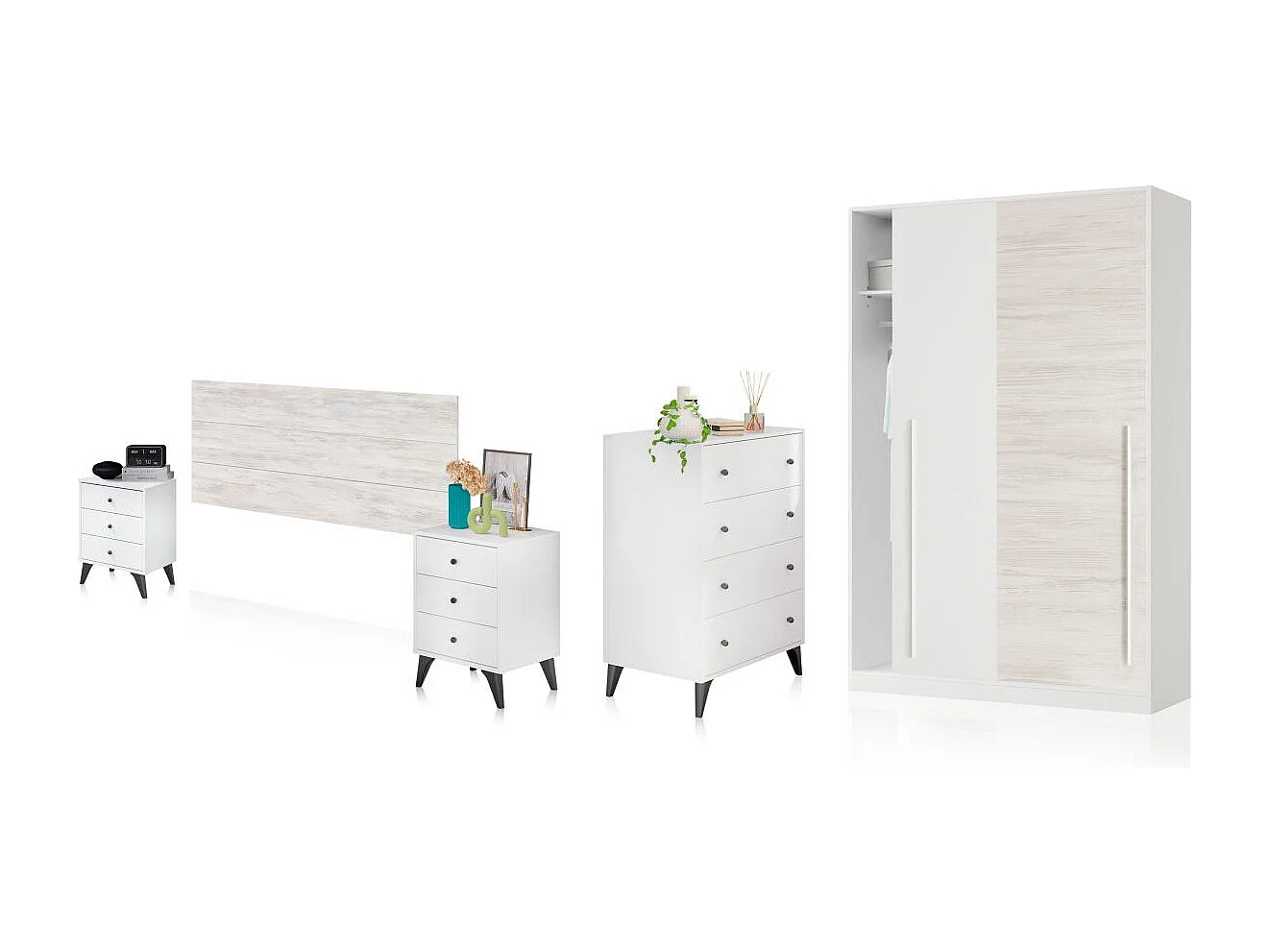 Dormitorio Iconic 4C Plus Blanco Velho - Negro