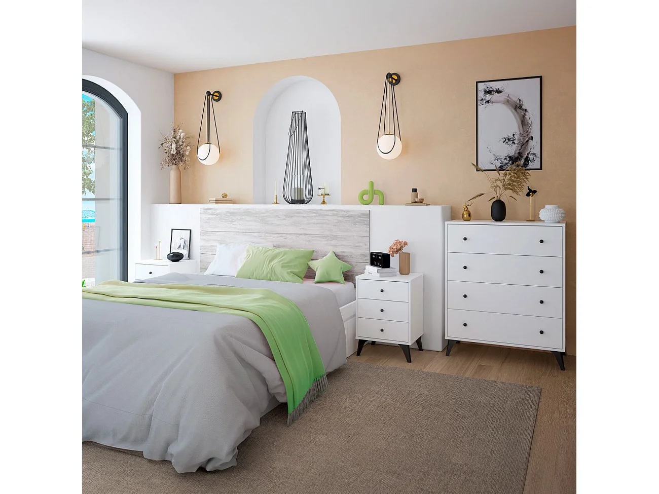 Dormitorio Iconic 4C Plus Blanco Velho - Negro