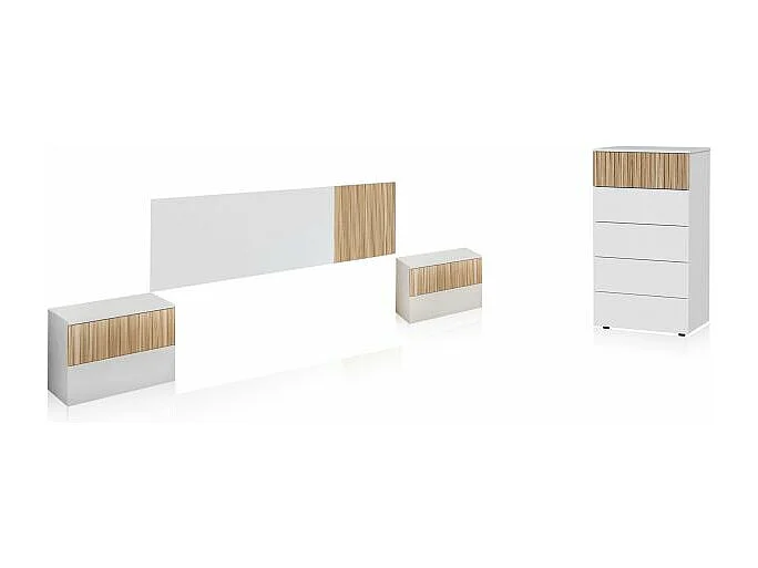 Dormitorio Nitza 5C Blanco Artik (Blanco Mate) - Natur