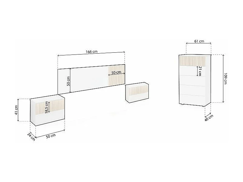 Dormitorio Nitza 5C Blanco Artik (Blanco Mate) - Natur