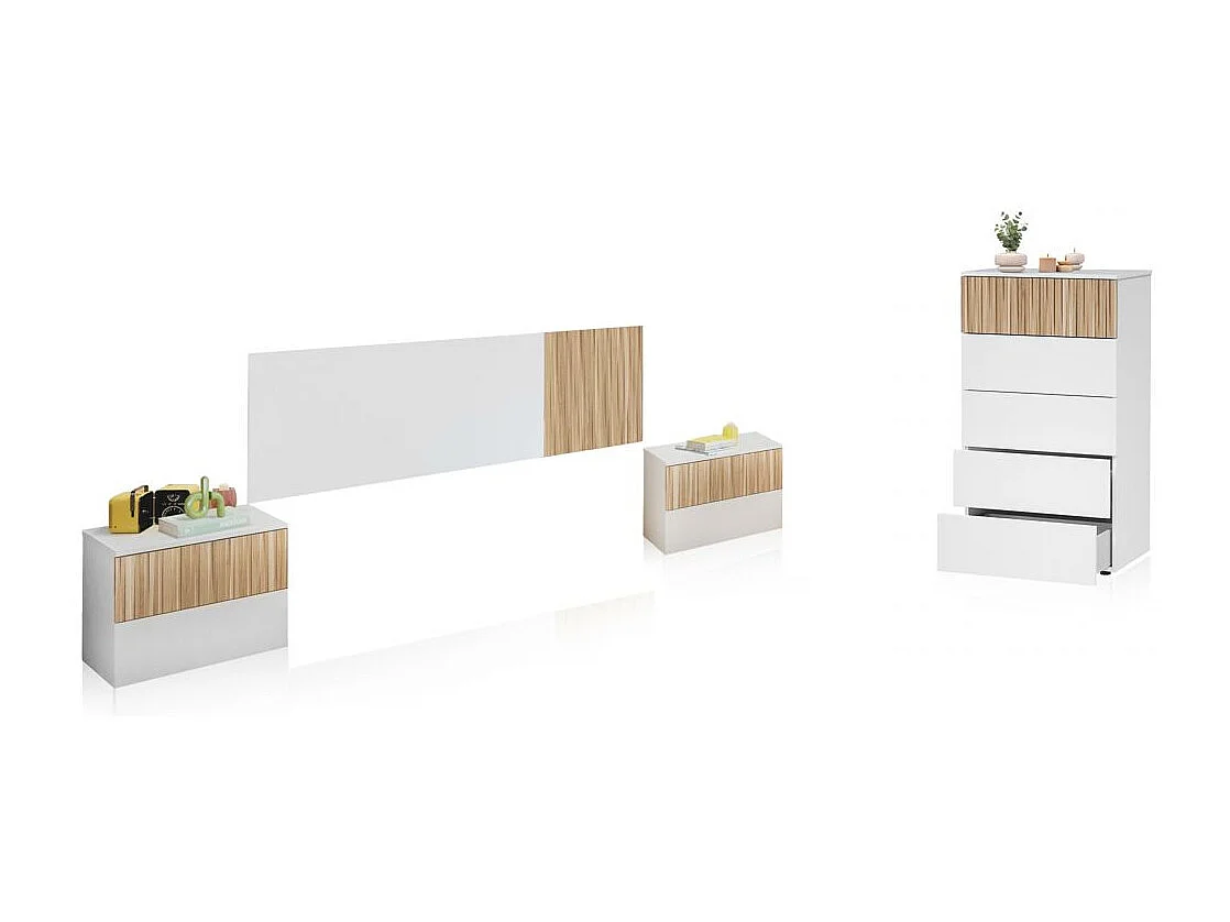 Dormitorio Nitza 5C Blanco Artik (Blanco Mate) - Natur