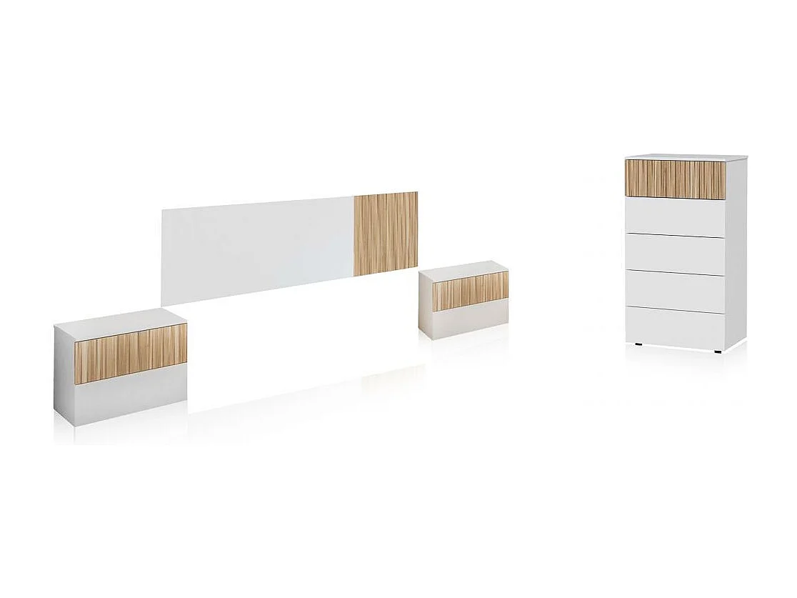 Dormitorio Nitza 5C Blanco Artik (Blanco Mate) - Natur