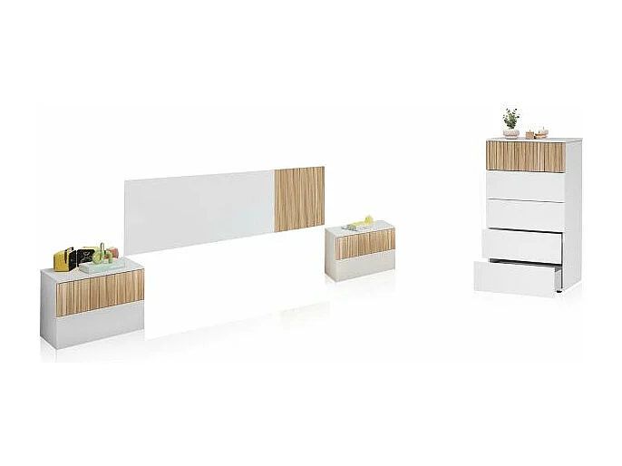 Dormitorio Nitza 5C Blanco Artik (Blanco Mate) - Natur