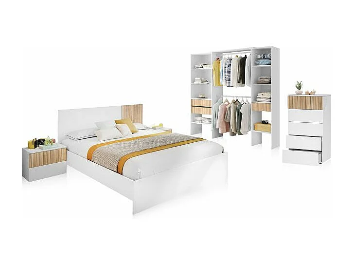 Dormitorio Nitza 5C Max Blanco Artik (Blanco Mate) - Natur