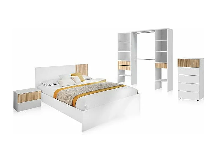 Dormitorio Nitza 5C Max Blanco Artik (Blanco Mate) - Natur