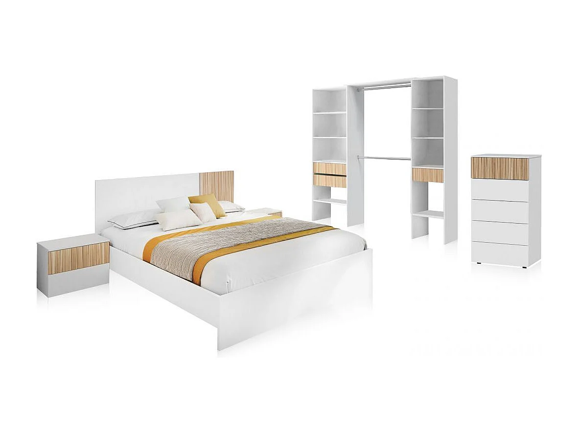 Dormitorio Nitza 5C Max Blanco Artik (Blanco Mate) - Natur