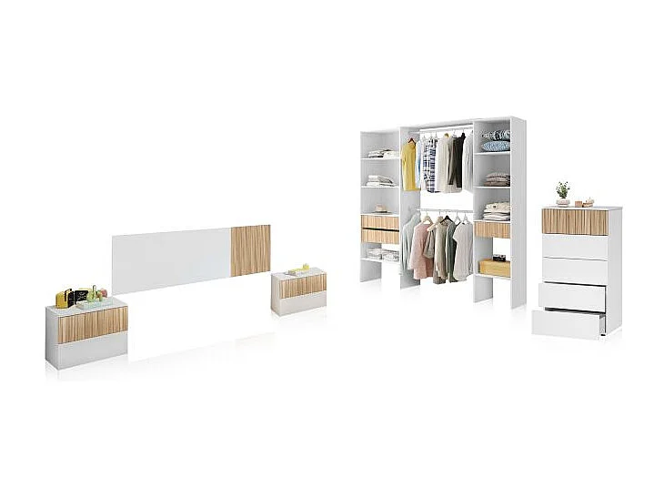 Dormitorio Nitza 5C Plus Blanco Artik (Blanco Mate) - Natur