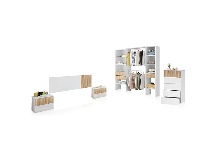 Dormitorio Nitza 5C Plus Blanco Artik (Blanco Mate) - Natur