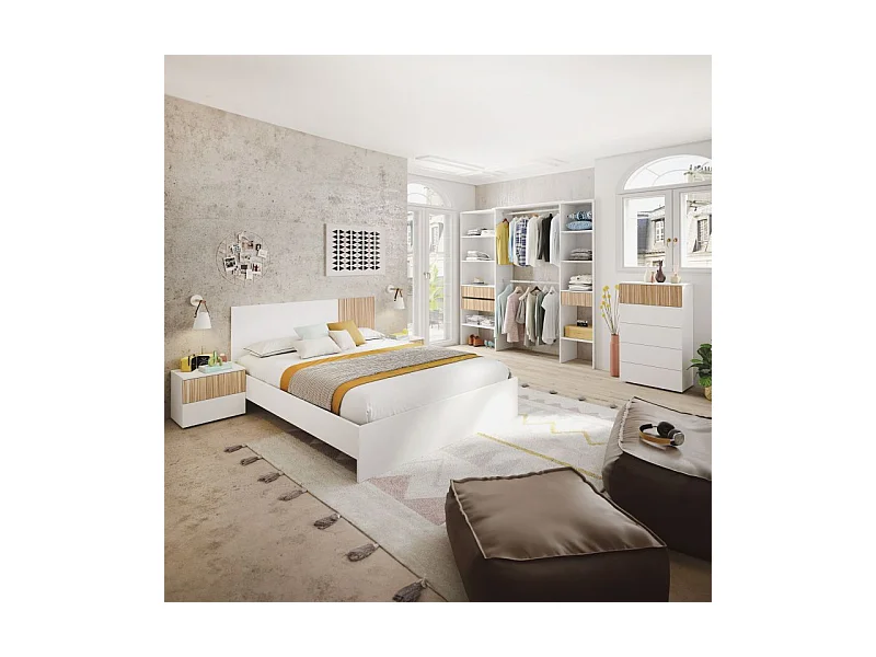 Dormitorio Nitza 5C Plus Blanco Artik (Blanco Mate) - Natur