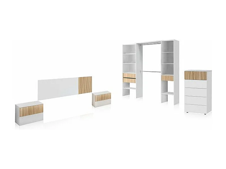 Dormitorio Nitza 5C Plus Blanco Artik (Blanco Mate) - Natur