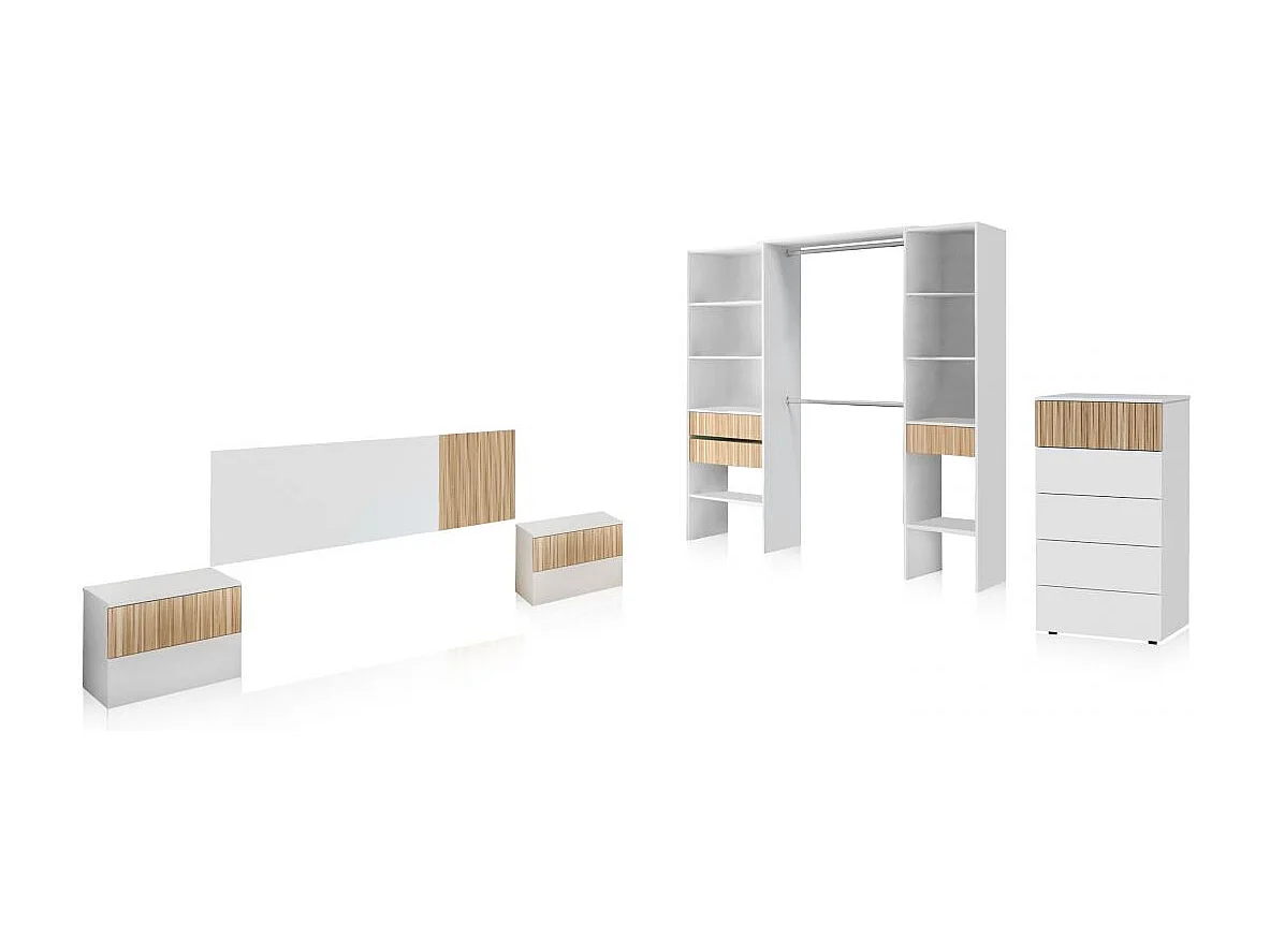 Dormitorio Nitza 5C Plus Blanco Artik (Blanco Mate) - Natur