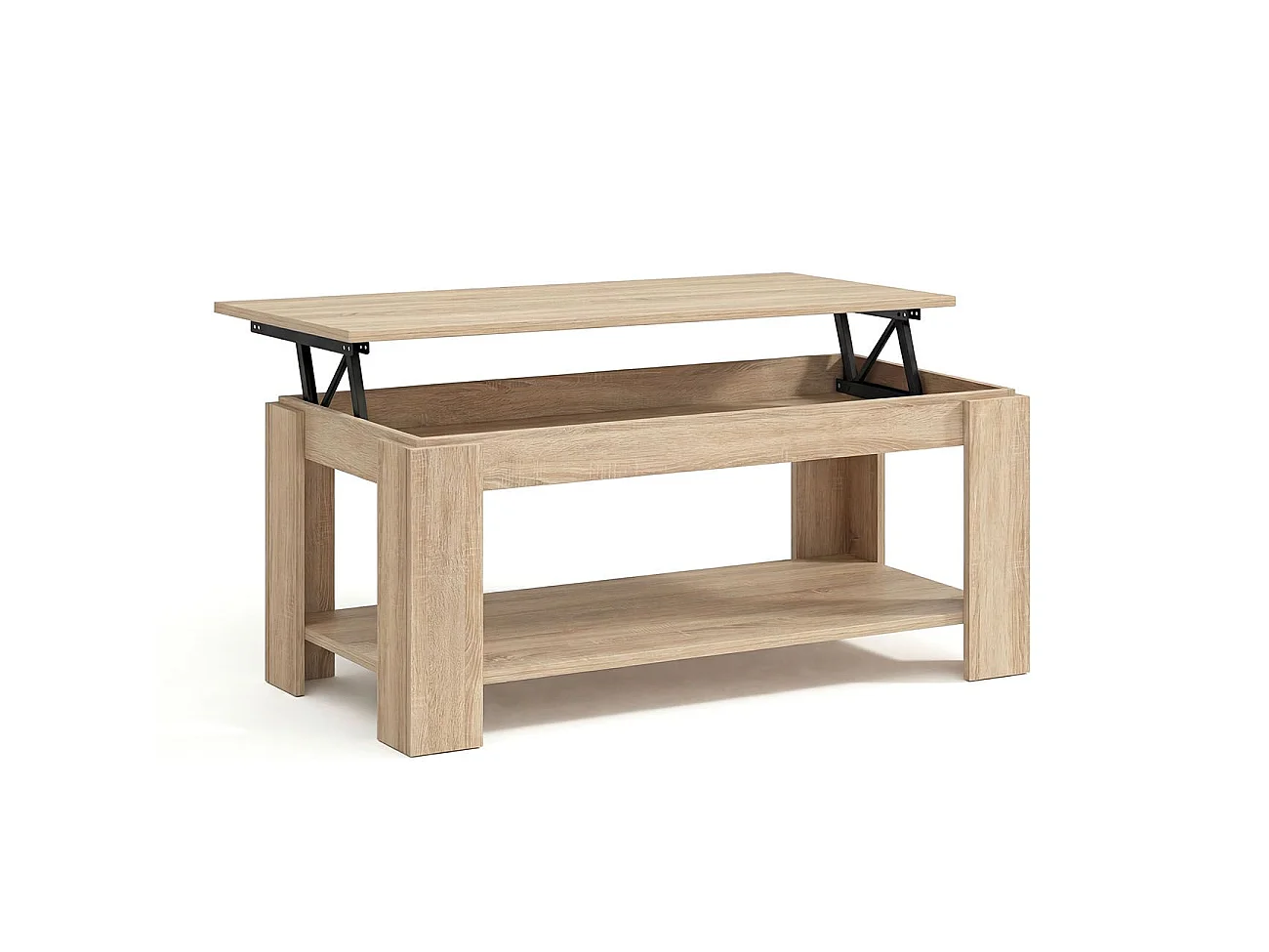 Mesa de centro elevable con almacenaje en roble canadian 102x43-54 cm Lya Roble Canadian