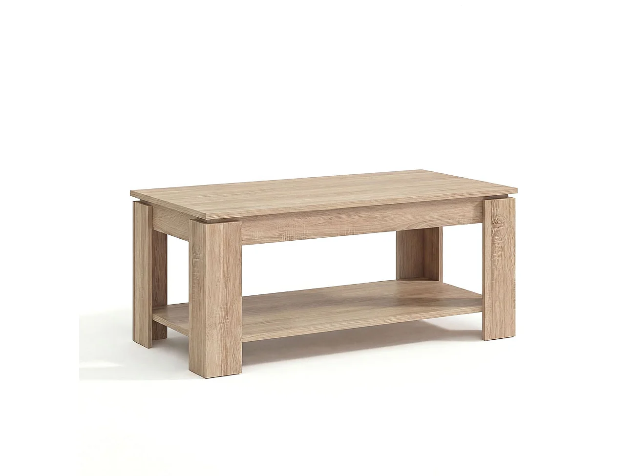 Mesa de centro elevable con almacenaje en roble canadian 102x43-54 cm Lya Roble Canadian