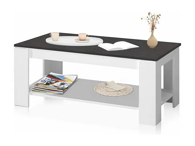 Mesa de centro elevable Lya Blanco Artik (Blanco Mate) - Óxido