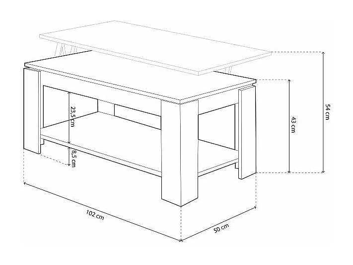 Mesa de centro elevable Lya Blanco Artik (Blanco Mate) - Óxido