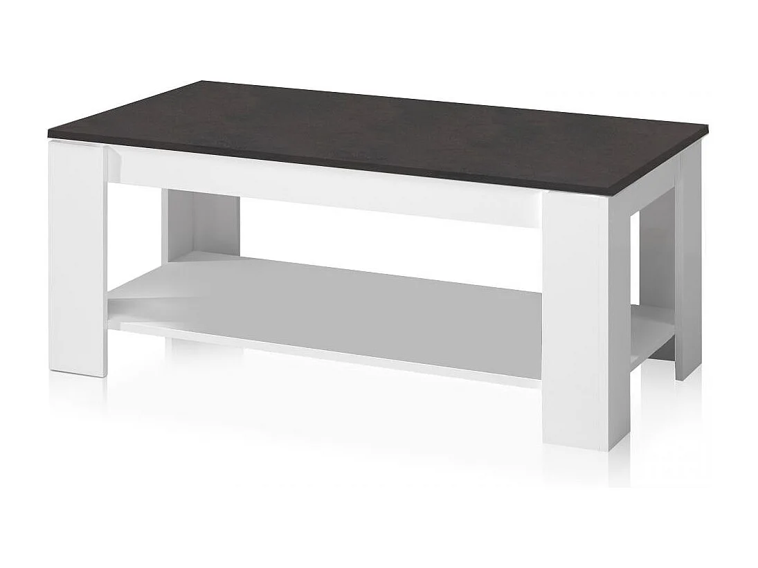 Mesa de centro elevable con almacenaje en blanco mate y óxido 120x43-54 cm Lya Blanco Artik (Blanco Mate) - Óxido