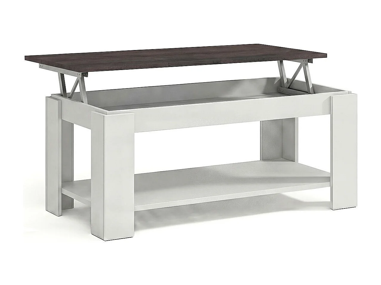 Mesa de centro elevable con almacenaje en blanco mate y óxido 102x43-54 cm Lya Blanco Artik (Blanco Mate) - Óxido