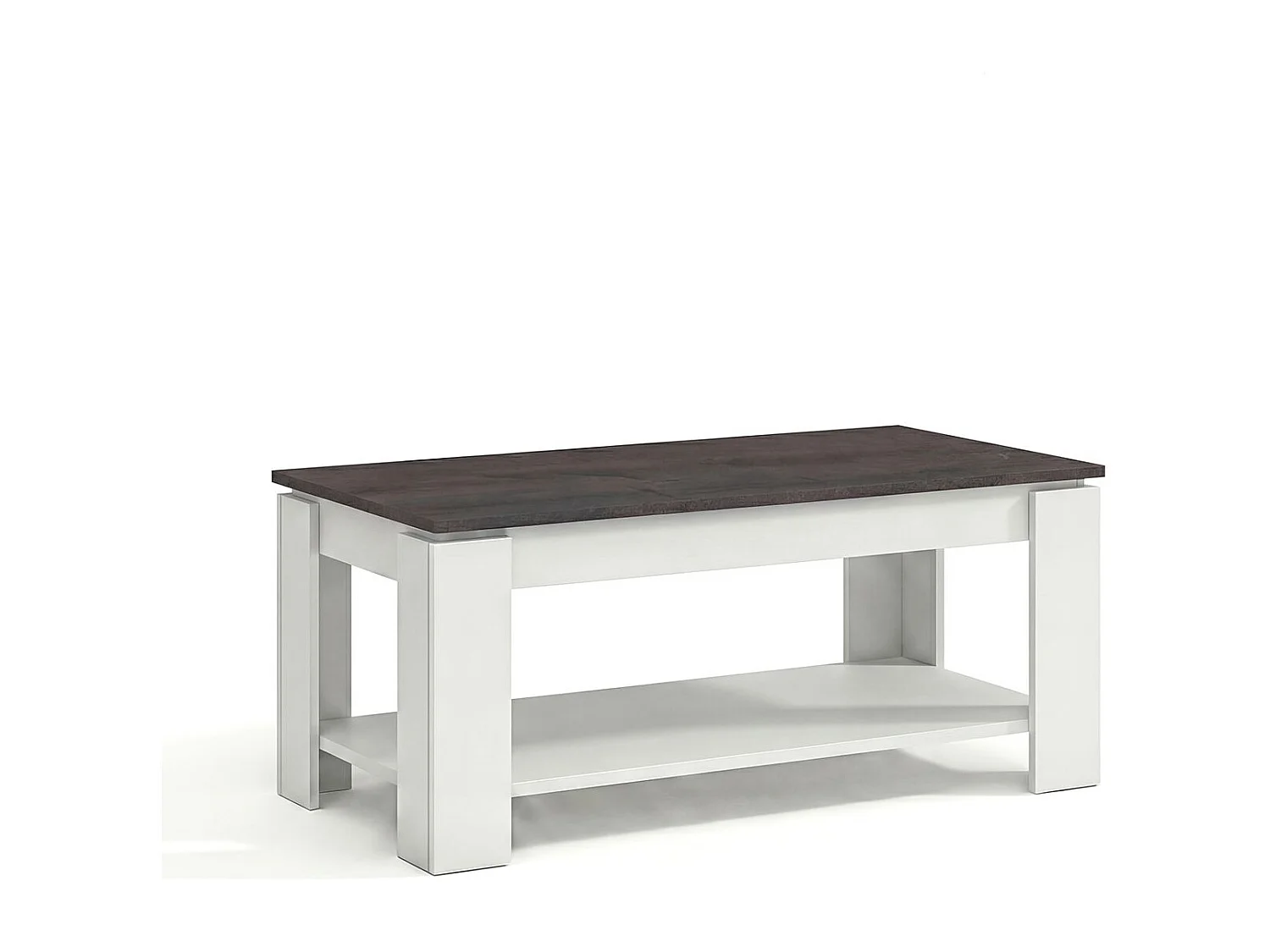 Mesa de centro elevable con almacenaje en blanco mate y óxido 102x43-54 cm Lya Blanco Artik (Blanco Mate) - Óxido