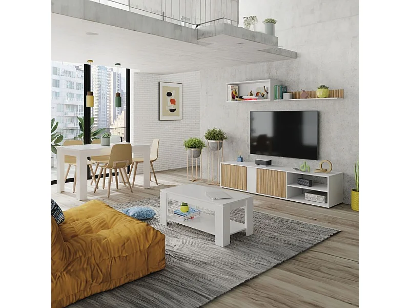 Mesa de centro elevable Lya Blanco Artik (Blanco Mate)