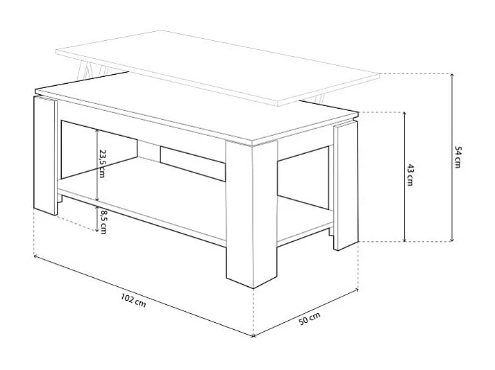 Mesa de centro elevable Lya Blanco Artik (Blanco Mate)