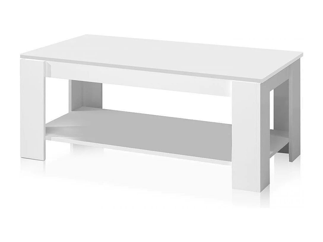 Mesa de centro elevable con almacenaje en blanco mate 120x43-54 cm Lya Blanco Artik (Blanco Mate)