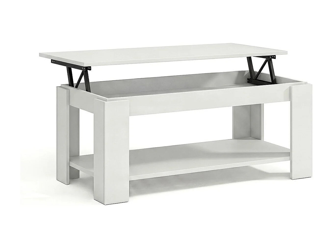 Mesa de centro elevable con almacenaje en blanco mate 102x43-54 cm Lya Blanco Artik (Blanco Mate)