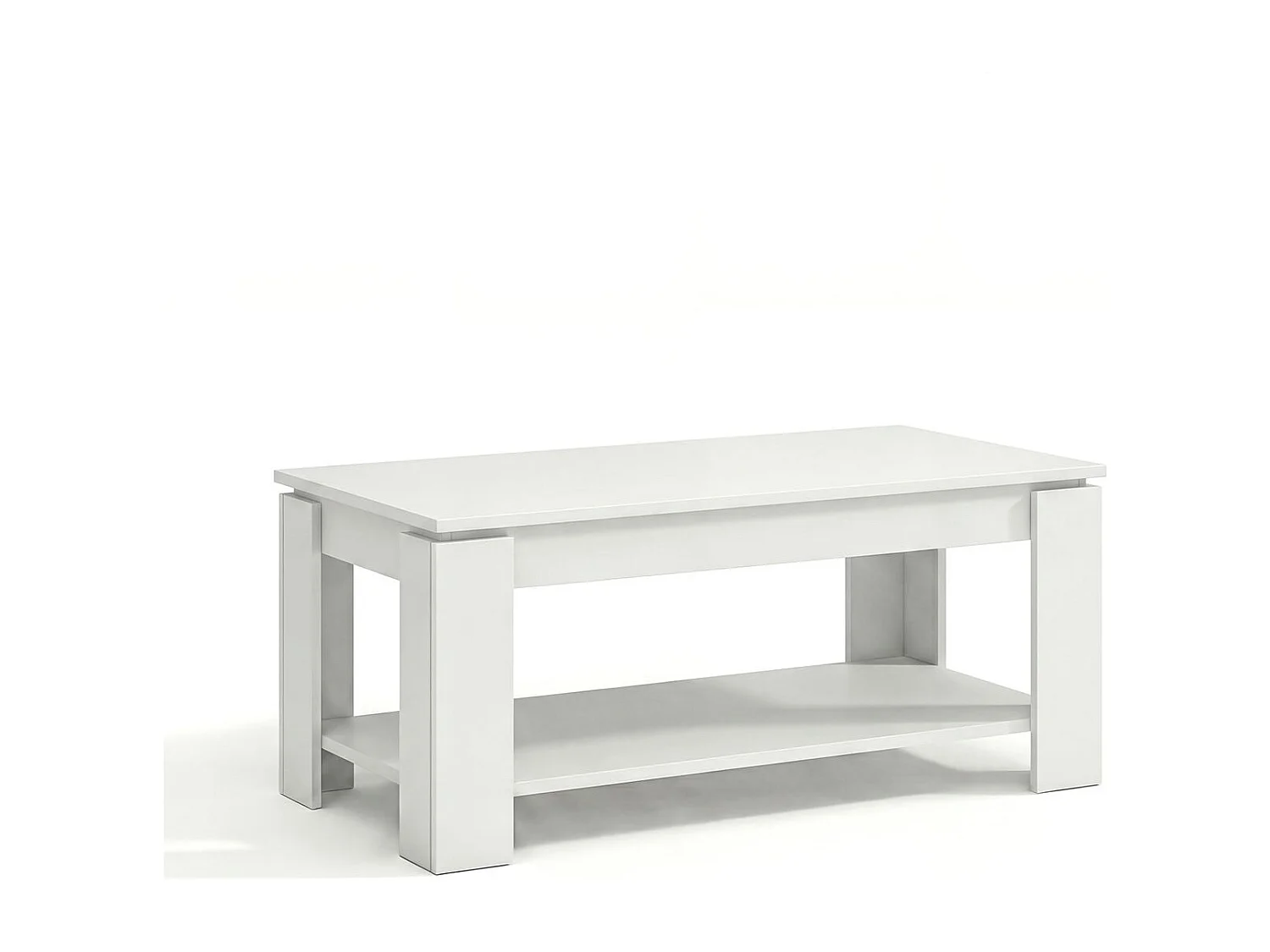 Mesa de centro elevable con almacenaje en blanco mate 102x43-54 cm Lya Blanco Artik (Blanco Mate)
