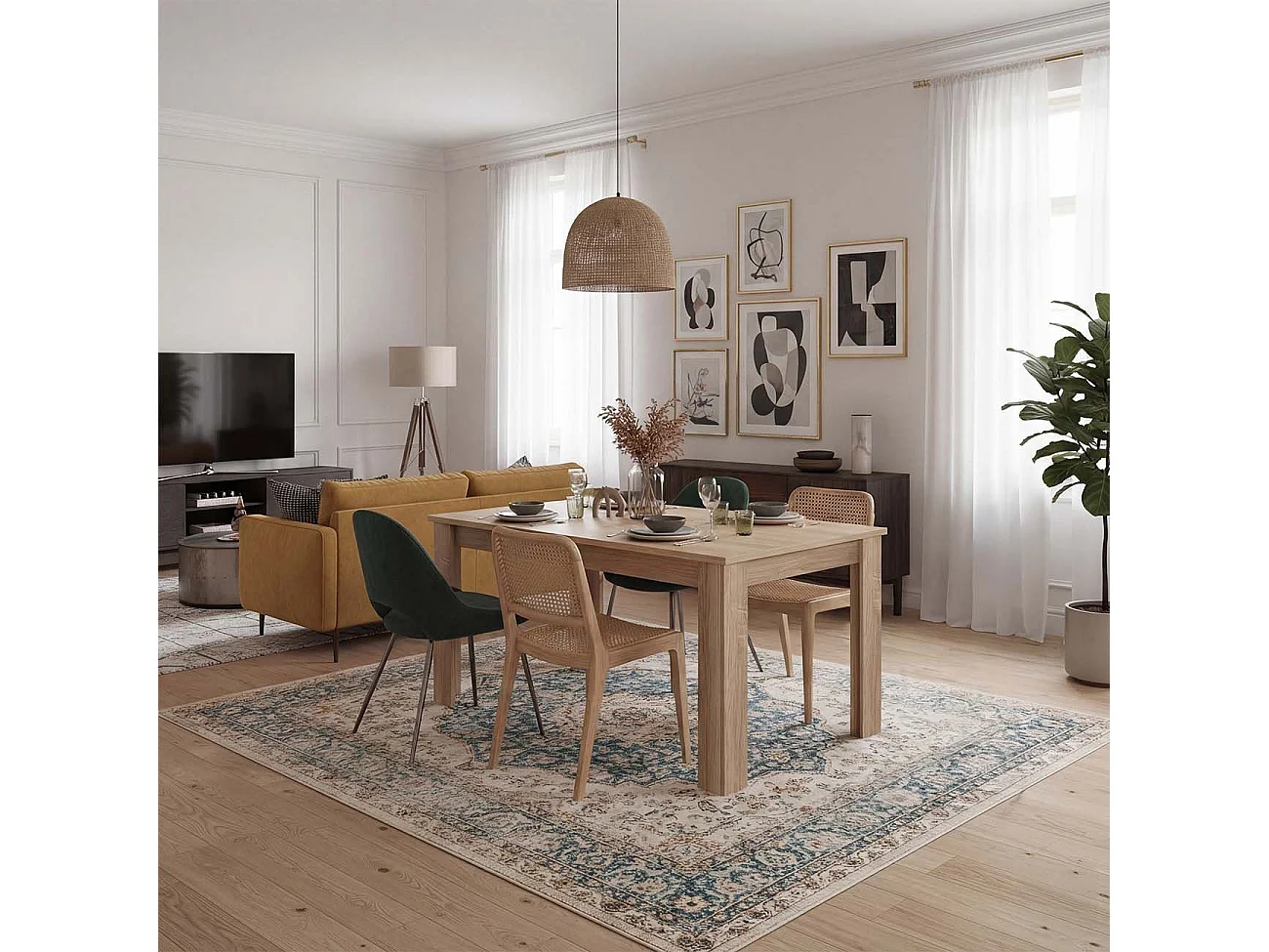 Mesa de jantar extensível 140-190x90 cm Sira