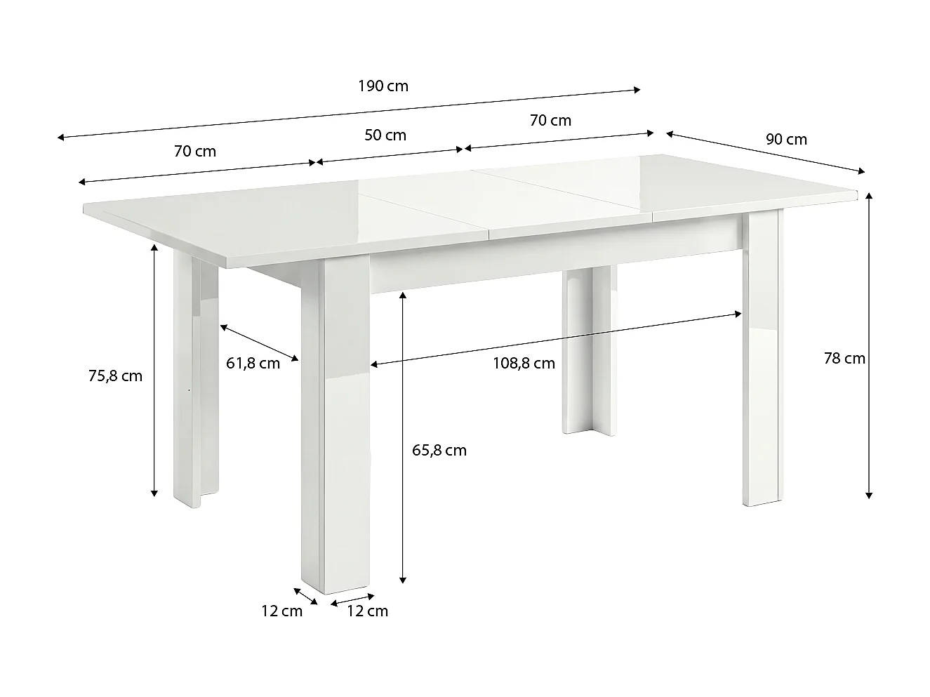 Mesa de jantar extensível 140-190x90 cm Sira