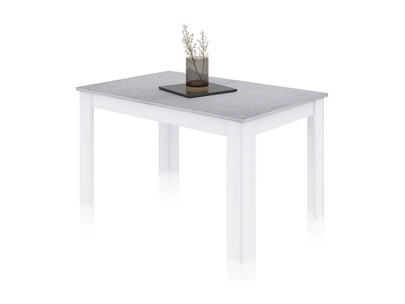 Mesa de comedor extensible Danna 140 Blanco Artik (Blanco Mate) - Gris Cemento