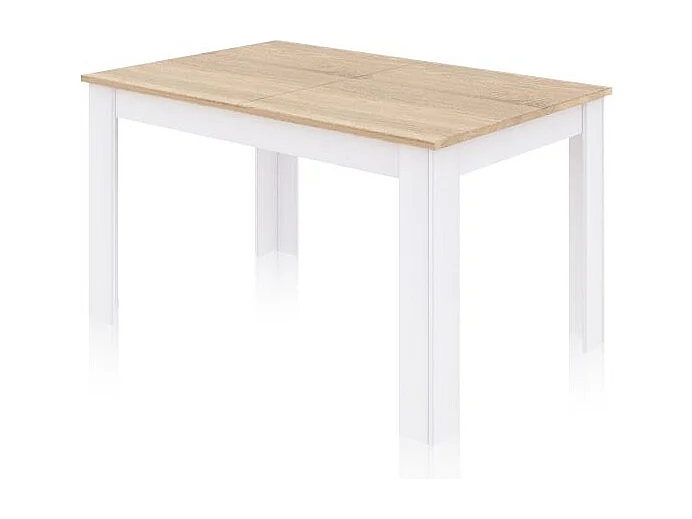 Mesa de comedor extensible Danna 140 Blanco Artik (Blanco Mate) - Roble Canadian