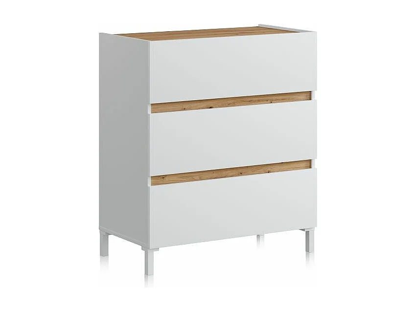 Cómoda Ezra Blanco Artik (Blanco Mate) - Roble Nodi