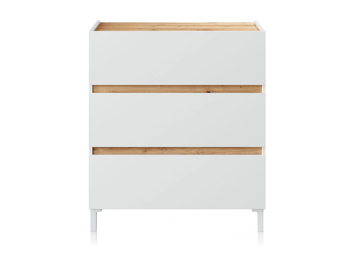 Cómoda Ezra Blanco Artik (Blanco Mate) - Roble Nodi